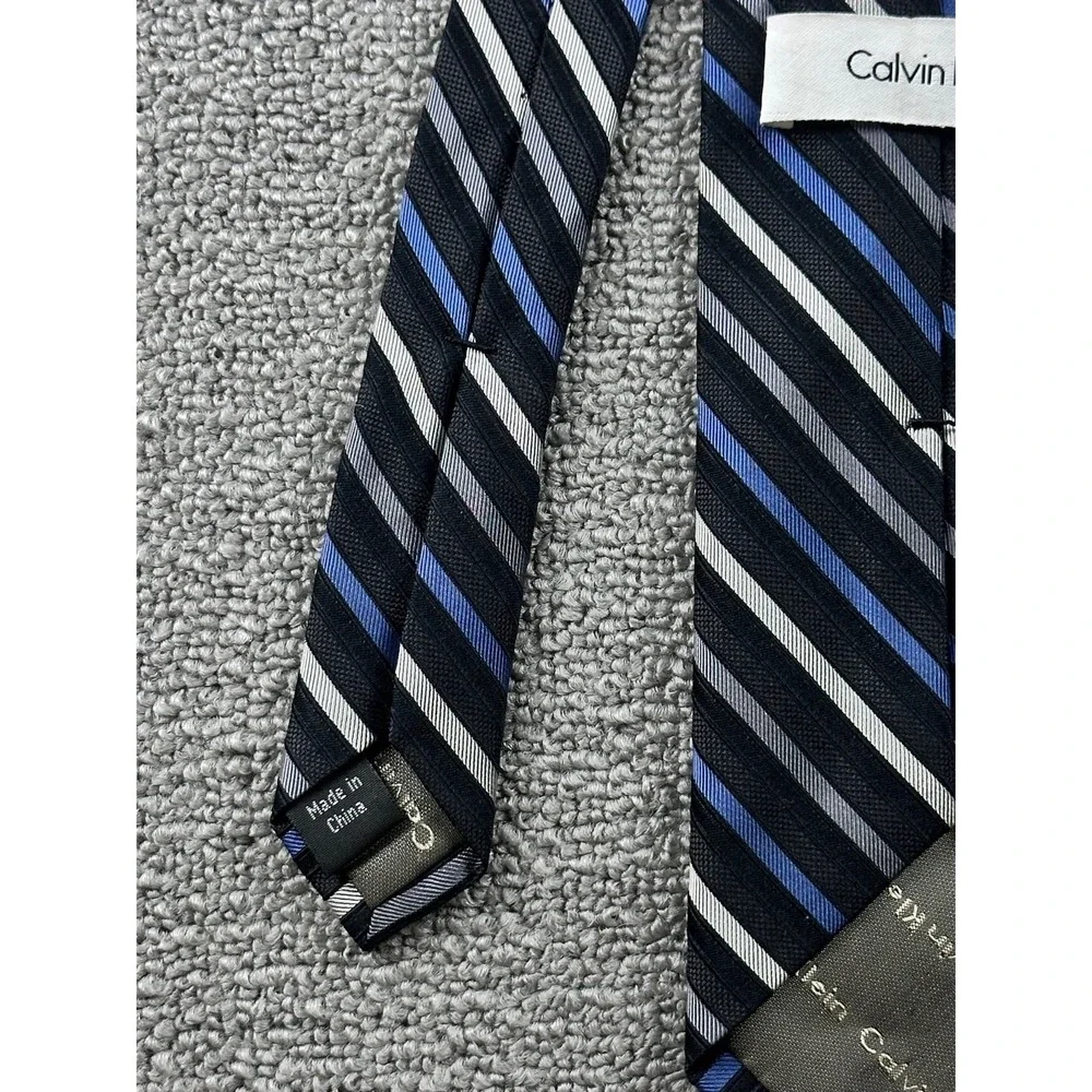 Calvin Klein Tie Men Multi Color Silk Blend Striped Classic Designer Prep Formal